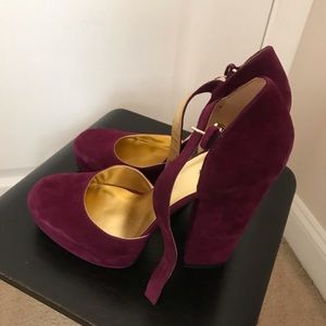 Berry Suede Maryjane Heels